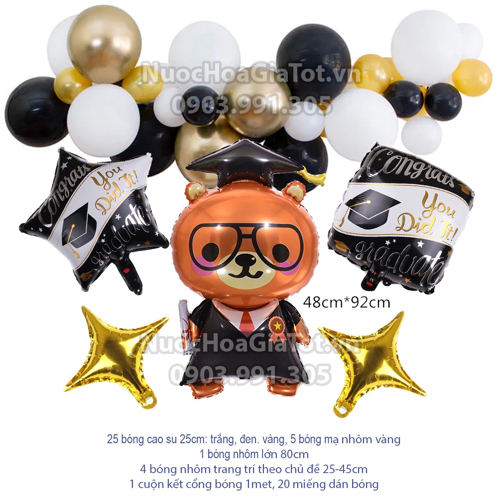 Birthday party decoration balloon Set with Tu Tai Graduation Bear theme ...