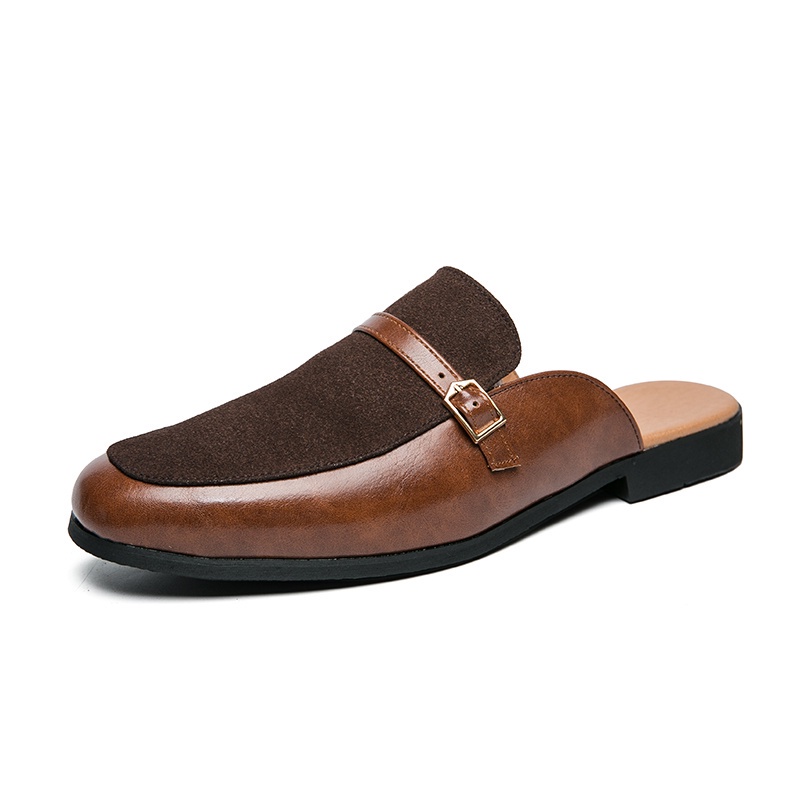 Summer New Fashion Men Backless Loafer Shoes Soft Buckle Casual Comfortable  English Style | Shopee Philippines
