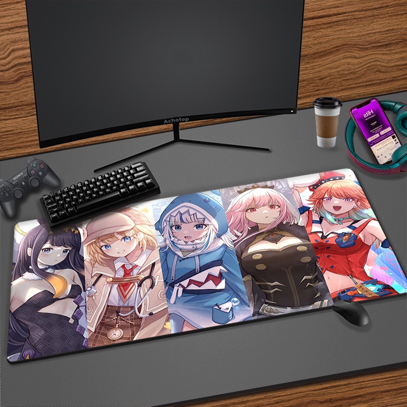 Hololive Gawr Gura XL Anime Mouse Pad Kawaii Large Mousepad XXL Gamer