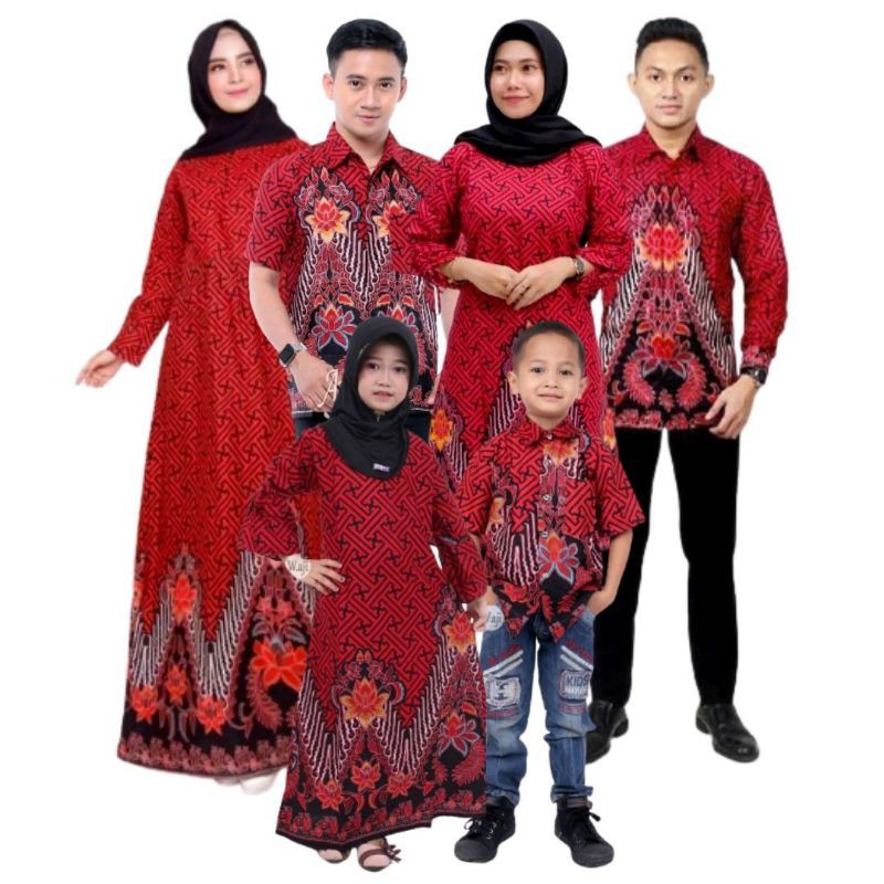 Batik Couple Family Red Brick Motif Uniform | Shopee Philippines