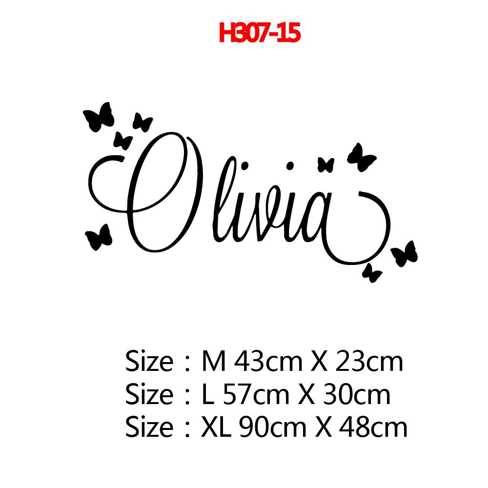 Personalized Custom Name Butterfly Wall Sticker Wallpaper For Nursery ...
