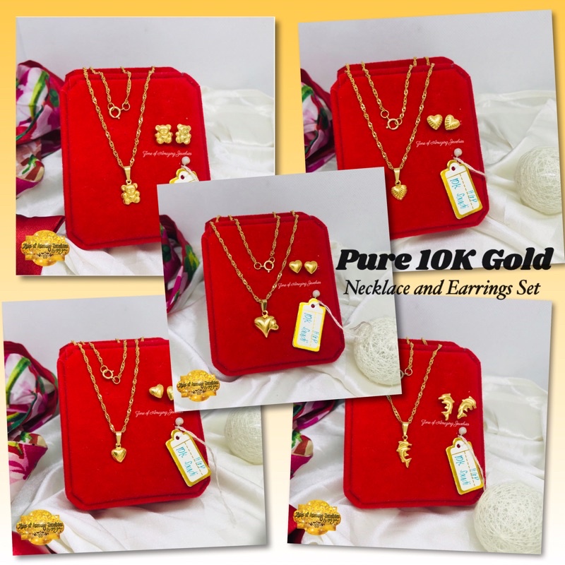 zoaj.ph 10K Lightweight Necklace and Earrings Set for Kids and Adult ...