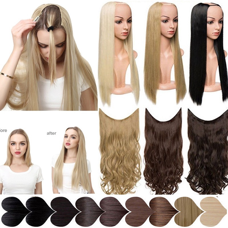 V Shaped Long Straight Hair Extension Piece One Piece Long Hair Piece Long Straight Hair Wig Shopee Philippines