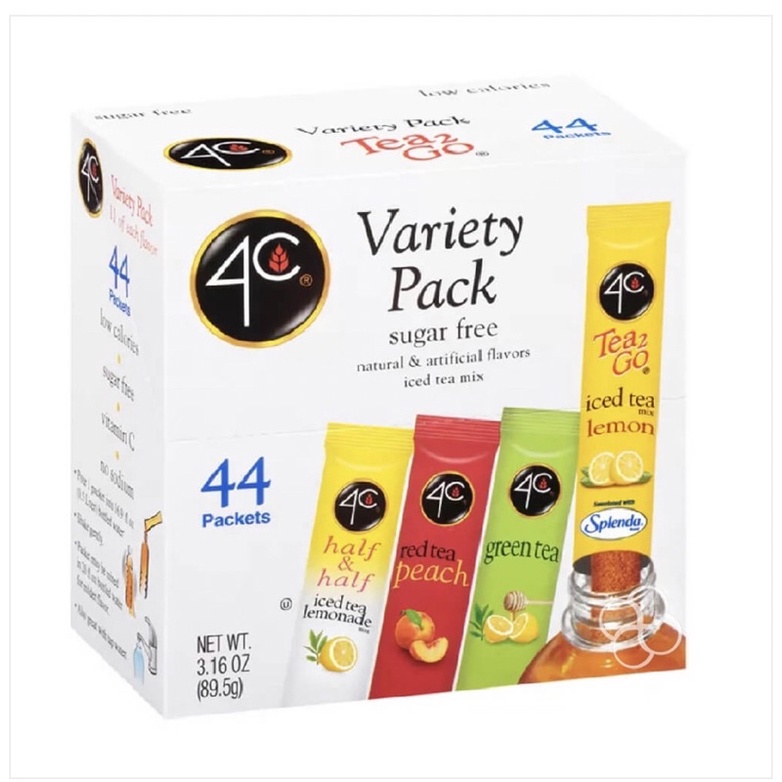 4C SUGAR FREE TEA MIX, VARIETY PACK, 44 STICKS, USA, BB DEC 2024 ...