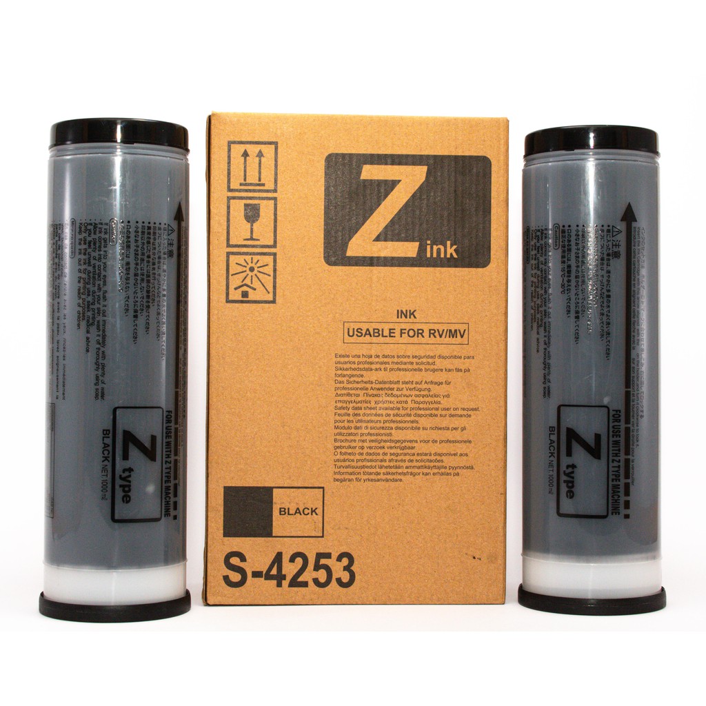 Riso Ink Black (Z ink-S - 4253) Box of 2 Tubes Usable for RV/MV series ...