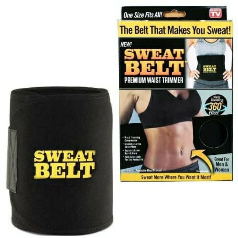 Adjustable Waist Tummy Trimmer Slimming Sweat Belt Fat Body Shaper (Black)
