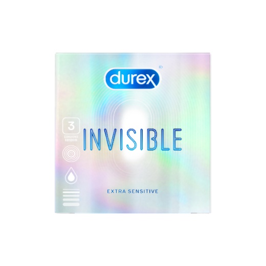 Durex Invisible Extra Thin Extra Sensitive Lubricated Condoms 3s