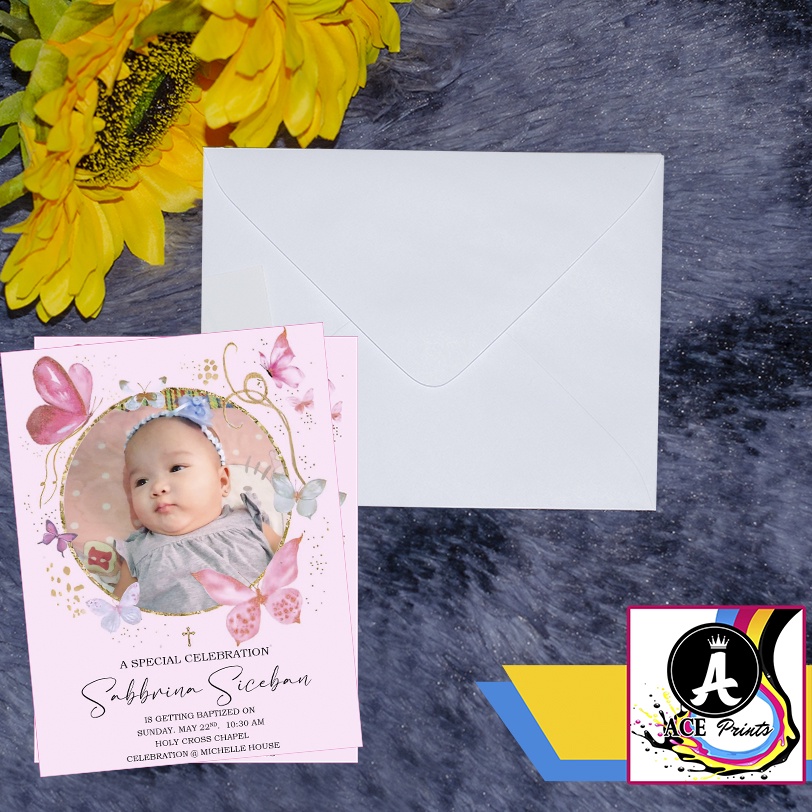 FREE Envelope Invitation Card for Christening / Baptism Glossy Shopee