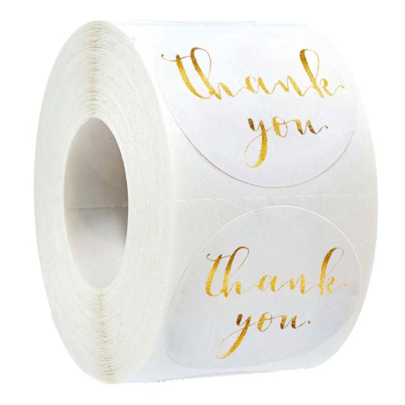 Love*500pcs Round Thank You Stickers Gold Foil Seal Labels Wedding ...