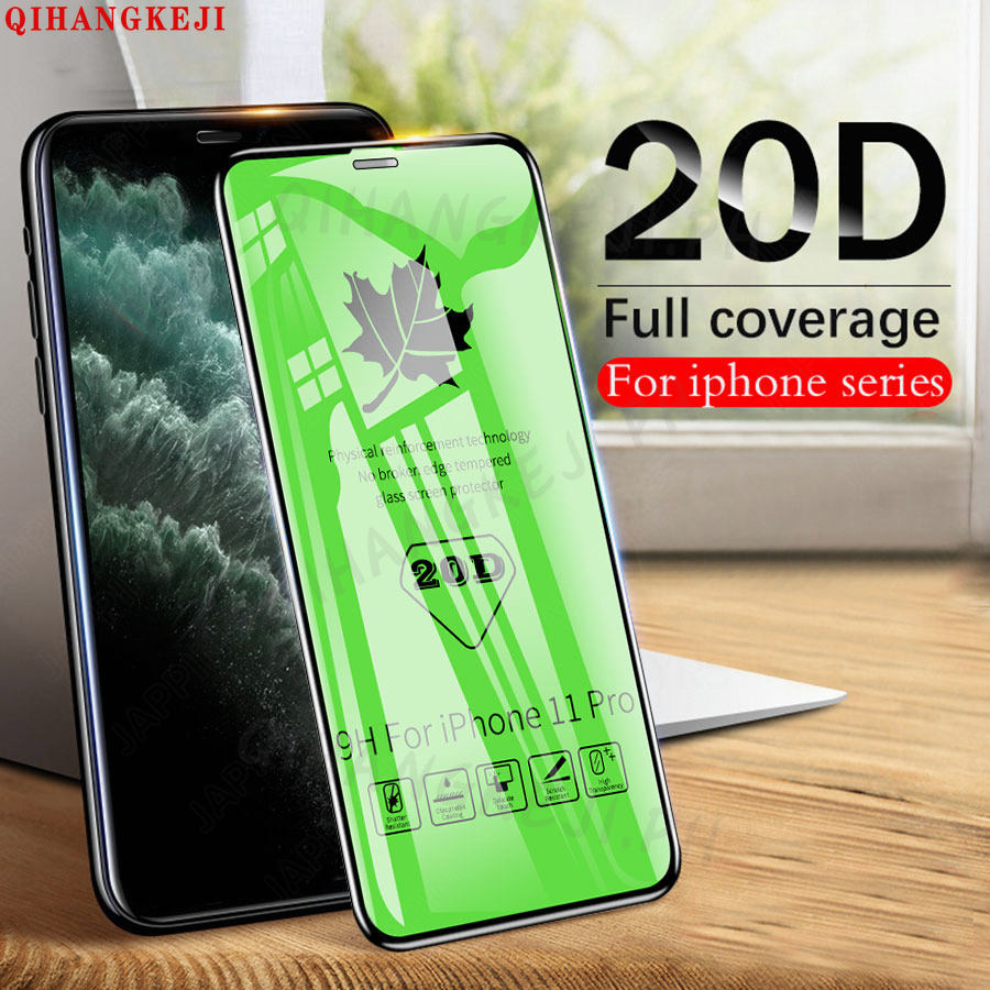 2 Pcs 20D Full Cover Tempered Glass iPhone 11 12 Pro Xs Max X XR SE