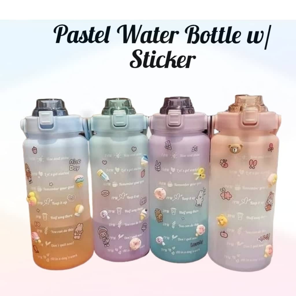 PASTEL Motivational Water Bottle with Time Marker & Straw-BPA Free ...