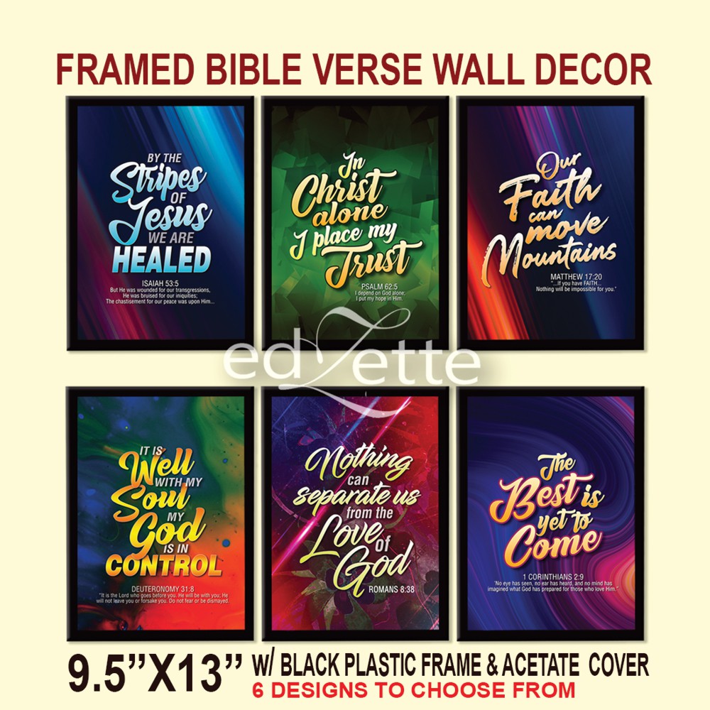BIBLE VERSE WALL DECOR (9.5x13 w/ FRAME) Inspirational quotes ...