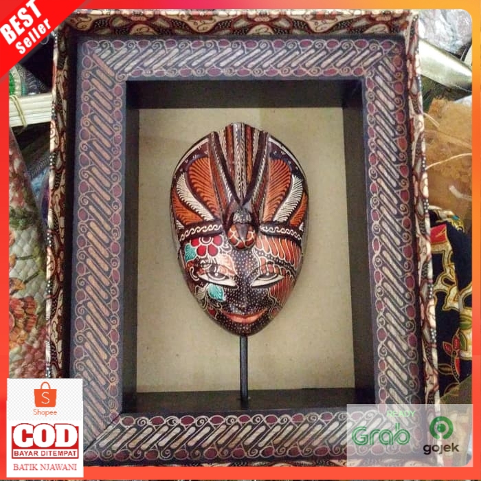 KAYU Display of wooden batik mask puppet souvenir frame plus box ...