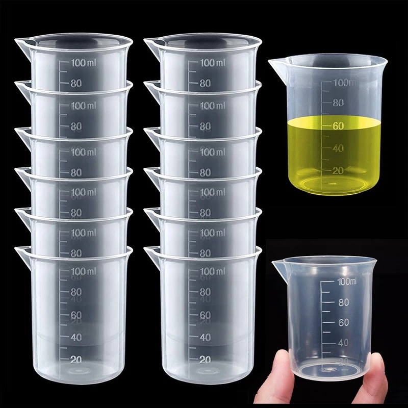 6Pcs/set Clear Plastic Graduated Measuring Cup for Baking Beaker Liquid  Measure JugCup Container