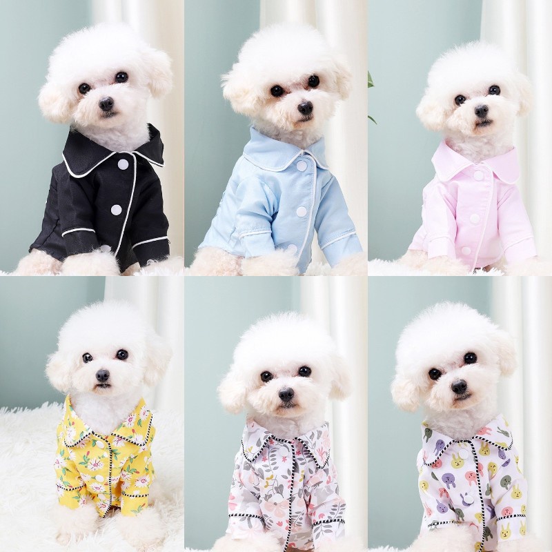 [7 Colors] French Style Dog Pajamas Soft Puppy Sleepwear Comfortable ...