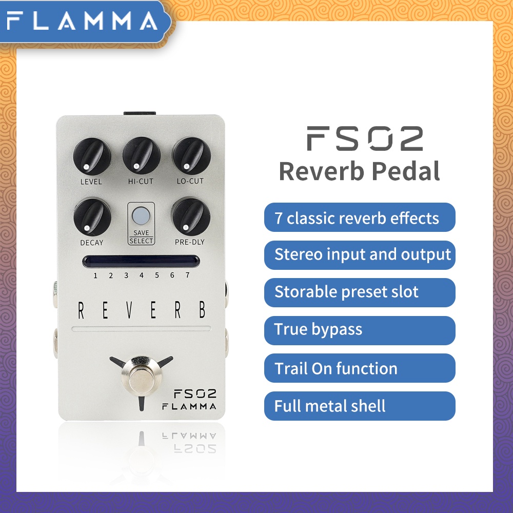 FLAMMA FS02 Stereo Digital Reverb Pedal For Electric Guitar Stereo