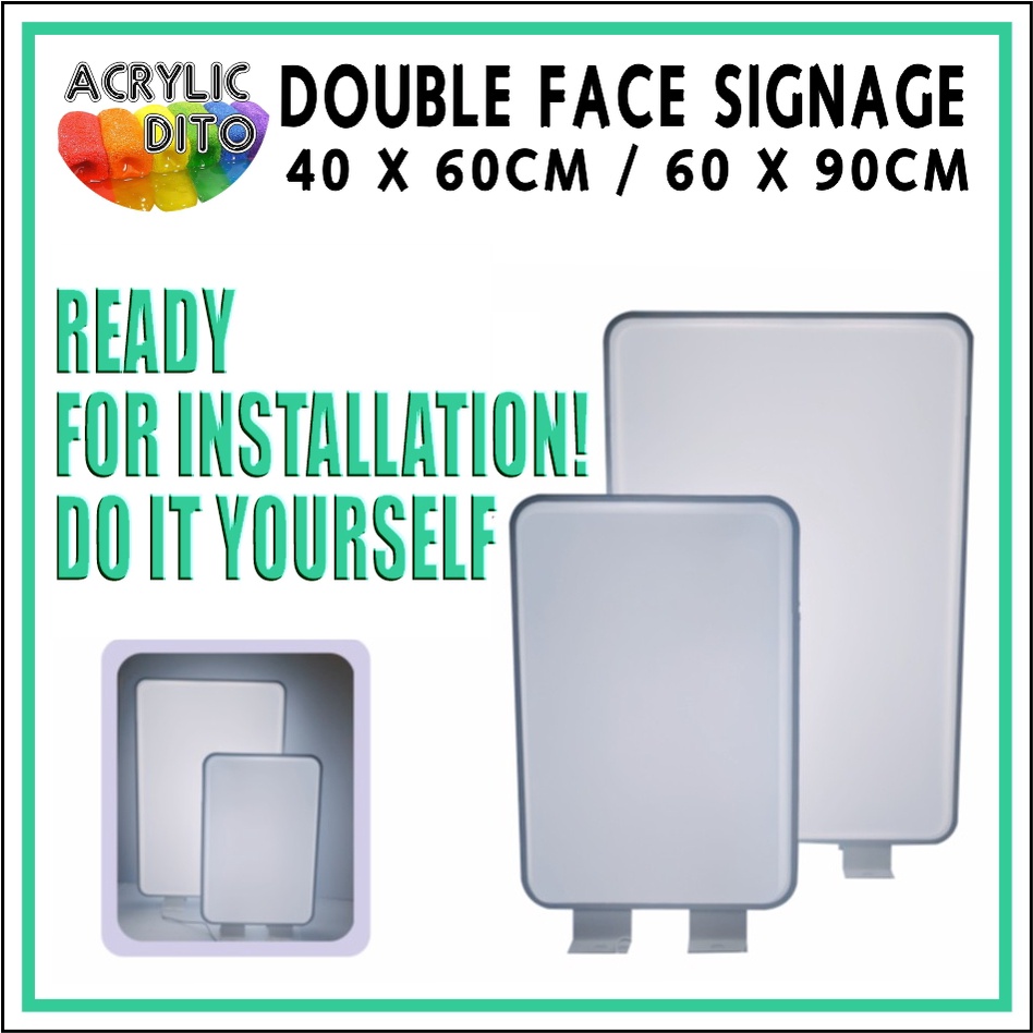 LED Light Rectangle Double Sided Signage / Sign Board Sticker DIY Decor ...