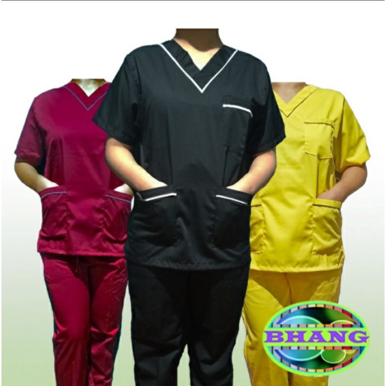 scrub suit set Scrub Suits COTTON with Pipping (Tops and Pants ...