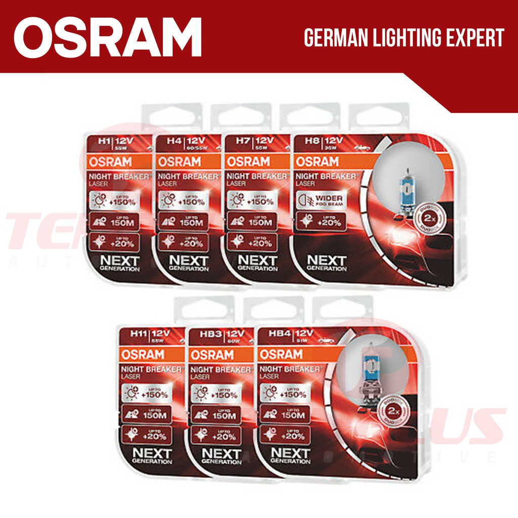 Osram Night Breaker Laser Series H1 H4 H7 H8 H11 Hb4
