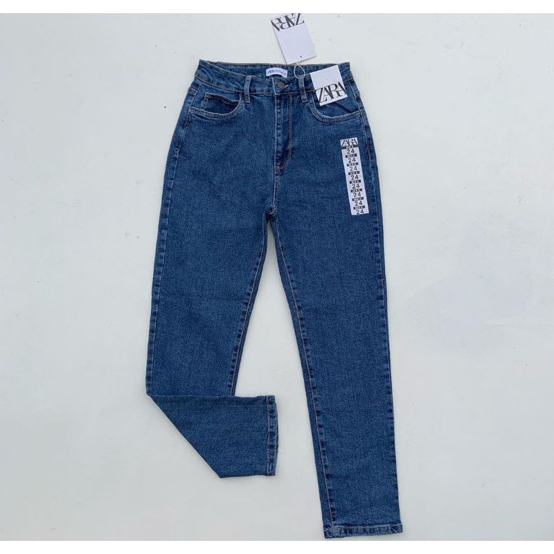 Zara Mom Jeans (Dark Blue) Shopee Philippines