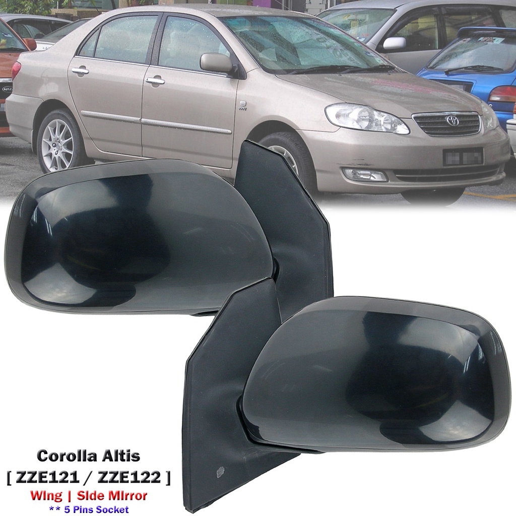 Black Side Mirror w/Electric Folding For Toyota Corolla Altis ZZE121