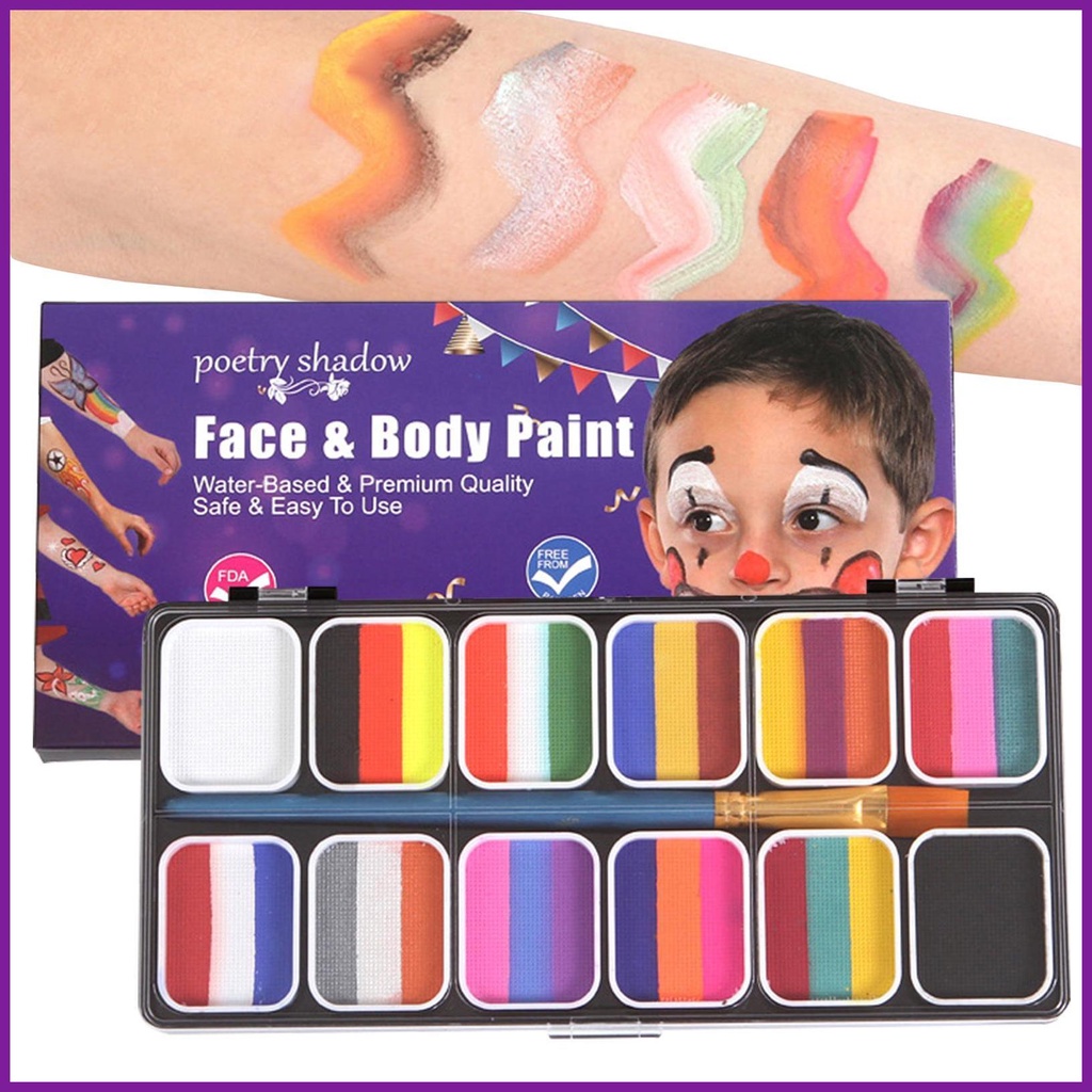 Face Body Paint Makeup Set 12 Colors Water Based Face Body Painting ...