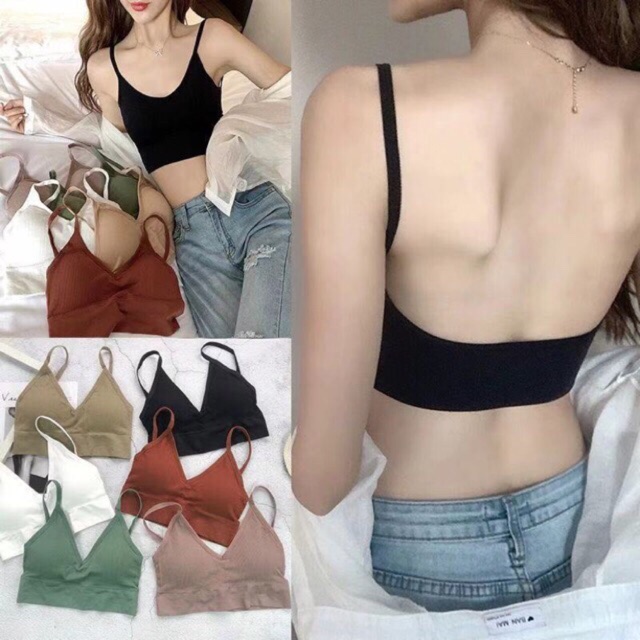 Korean U Back Bra Backless Bralette Push Up Bra Crop Top