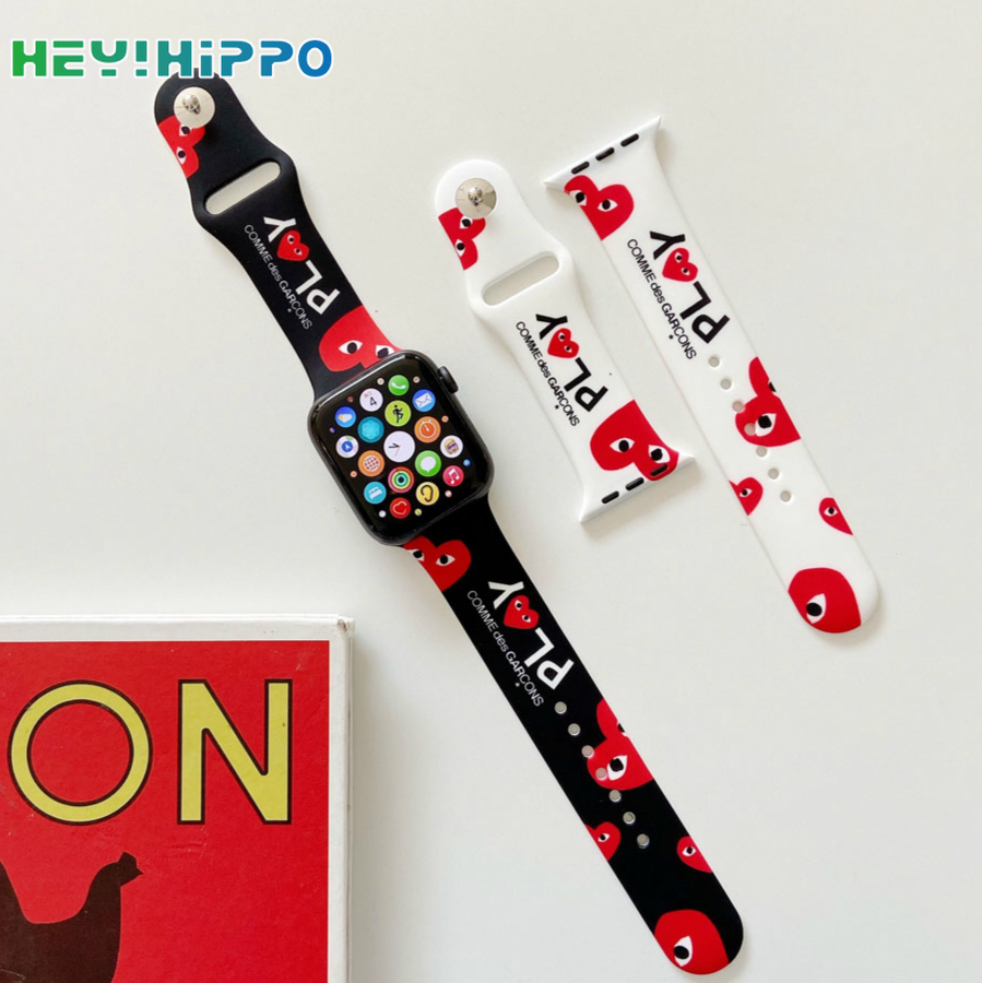 Graffiti Strap Apple Watch 38 42 44 40 MM IWatch CDG PLAY Sport Silicone Belt Bracelet Series 6 SE 5 4 3 2 1 Bands Shopee Philippines