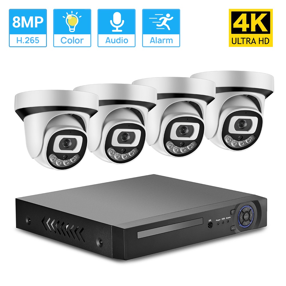 Hamrol 4CH 4K Ultra HD 8MP H.265 POE NVR Security System Kit Indoor ...