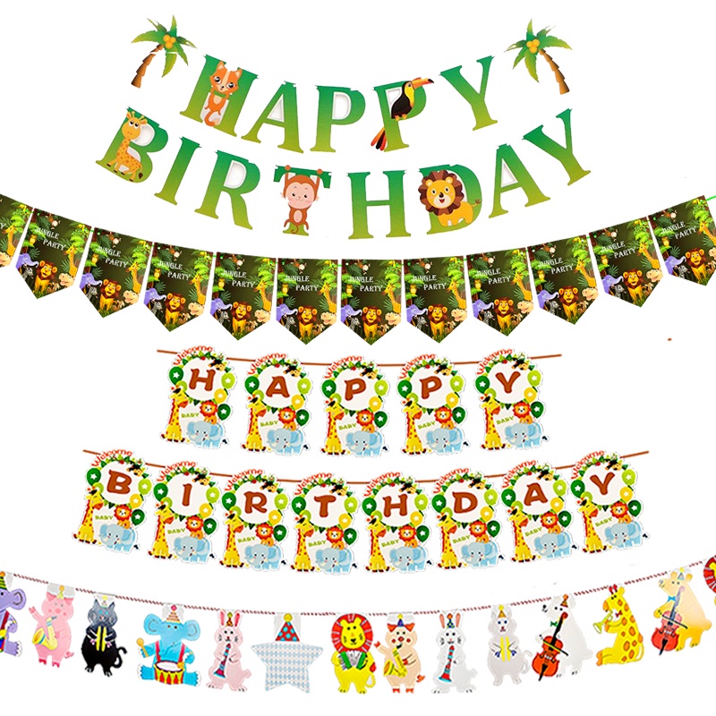 Jungle Safari Party Theme Decor Banner Happy Birthday Banner Kid's