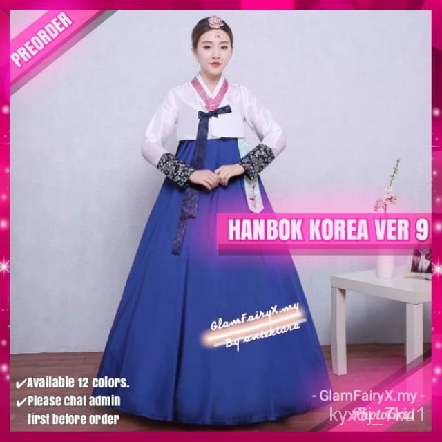 Hanbok Korea Formal Dress V2Code Blue Korea Hanbok Baju Korea 7f6A