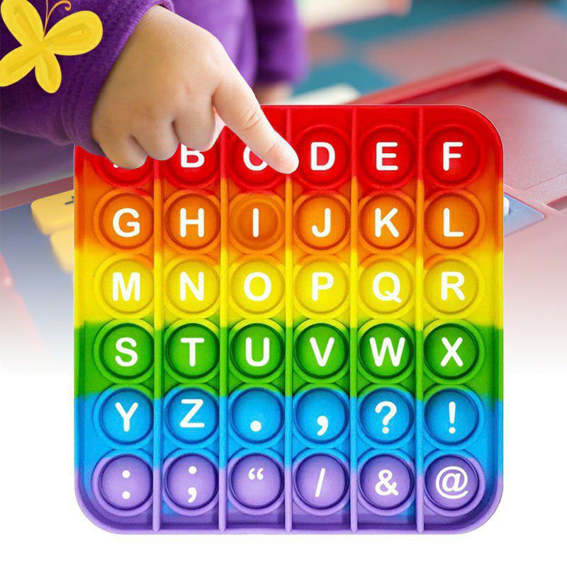 Pop It Fidget Toy Rainbow Alphabet Import Original / Push Bubble Pop ...