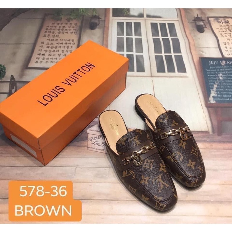korean Lv half shoes leather