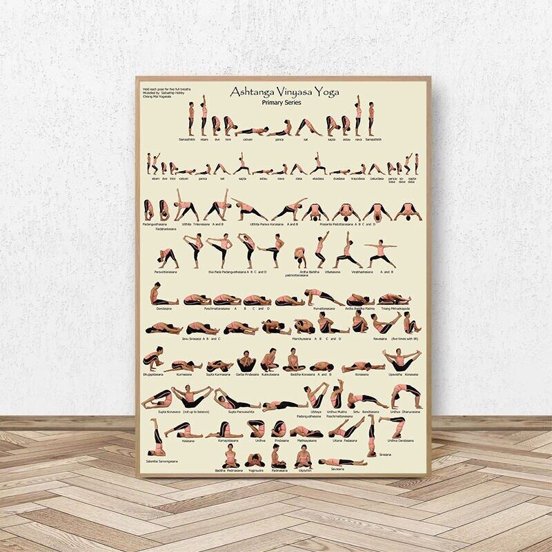 Home Exercise Gym Yoga Ashtanga Chart Pose Health Poster Wall Art ...