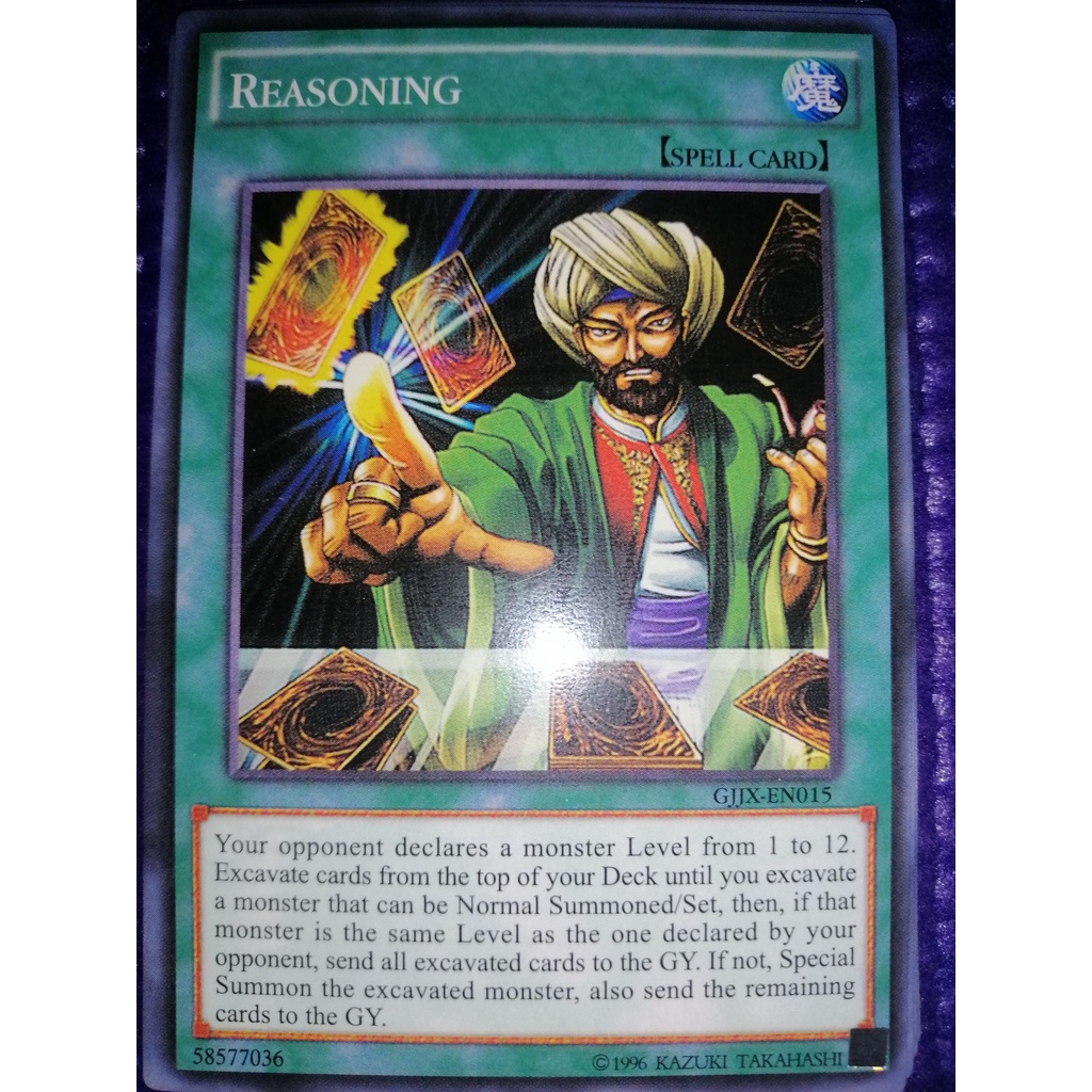 reasoning yugioh card Yu-Gi-Oh! BP02-EN139  may be 1st or Unlimited Edition Yugioh [RC04-JP053] Reasoning (Ultimate Rare)