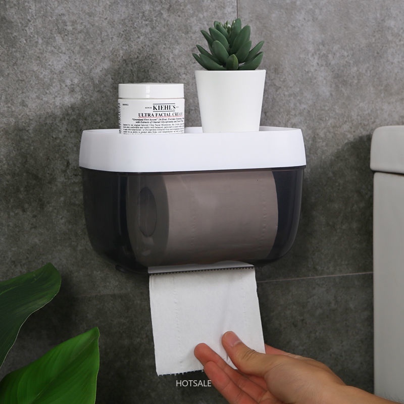 No-Drill Tissue Holder Bathroom Toilet Tissue Box Plastic Roll Paper ...