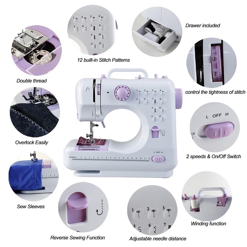 12 Needle Sewing Machine Mini Multifunctional Household Electric Sewing 