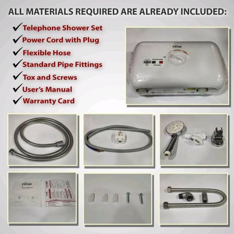 Ecotherm Water Heater - Ferroli-Rita Singlepoint 4.5kW Free Installation  within Metro Manila | Shopee Philippines