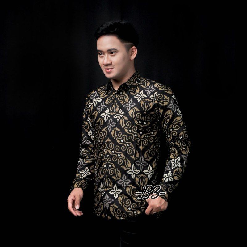 KEMEJA KATUN Men's Batik Shirt Long Sleeve Shirt Size M L XL Prima Cotton  Smooth Cool Men's Batik Shirt