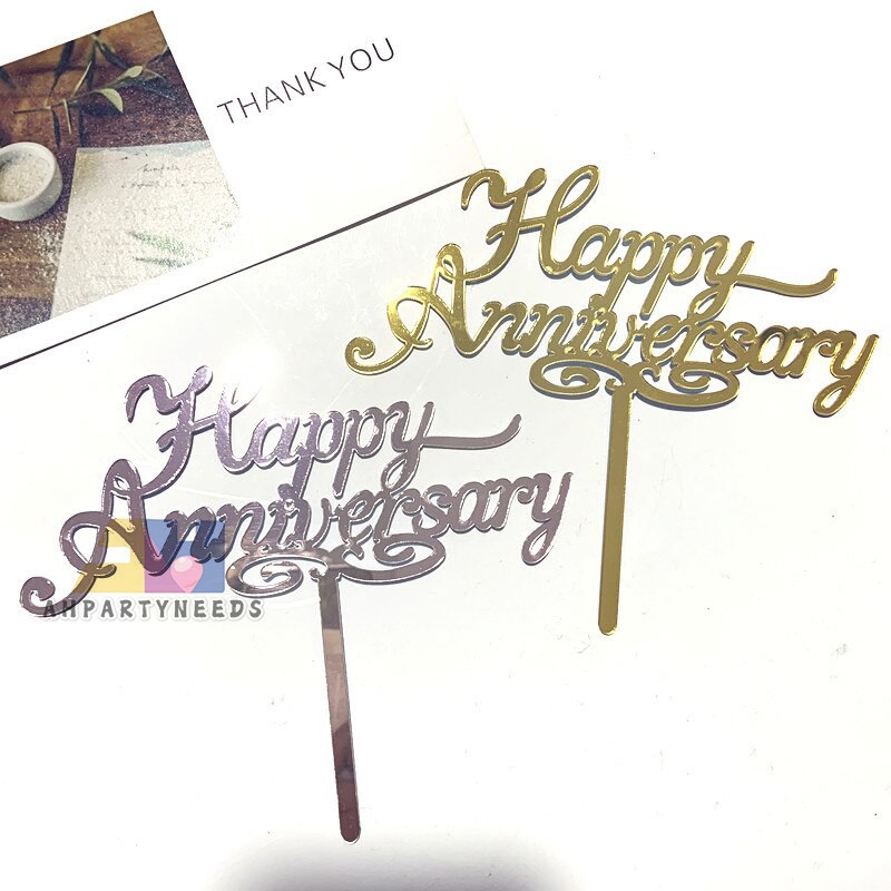 Happy Anniversary Acrylic Cake Topper Wedding Anniversary Party Cake ...