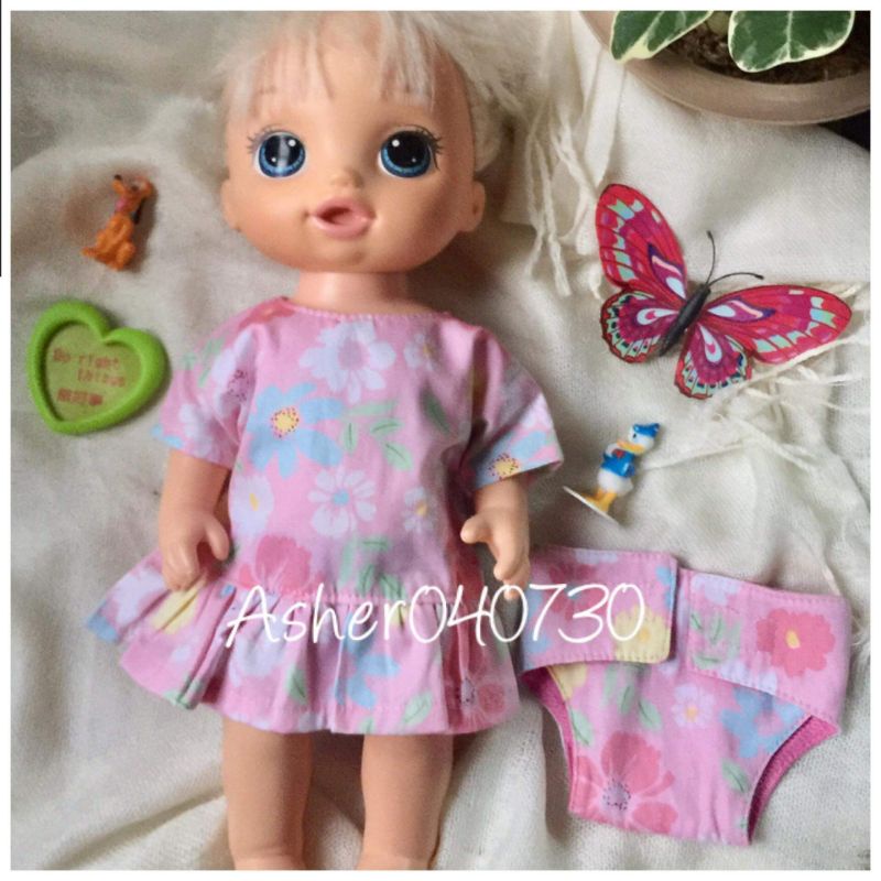 Baby Alive Clothes /Baby Alive Ruffled Shirt Dress with Matching Diaper