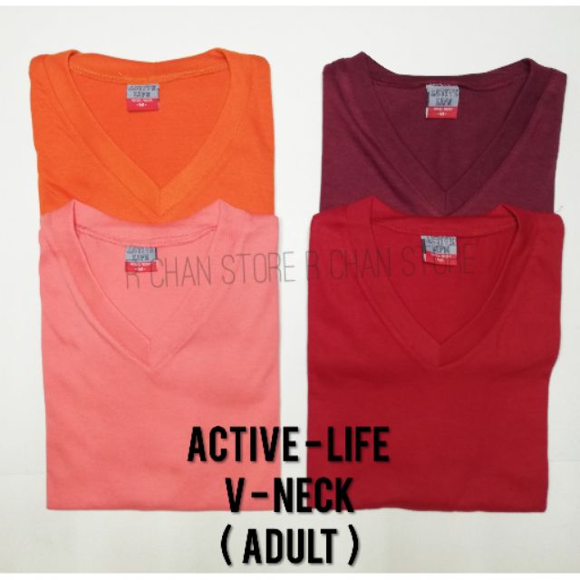 PLAIN COLOR V - NECK T-SHIRT ( ACTIVE LIFE )( ADULT)(TEEN) XS TO 3XL ...