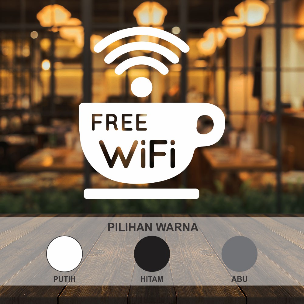 Cutting Sticker Free Wifi Coffee Cup Sticker Cafe Resto Business Place ...