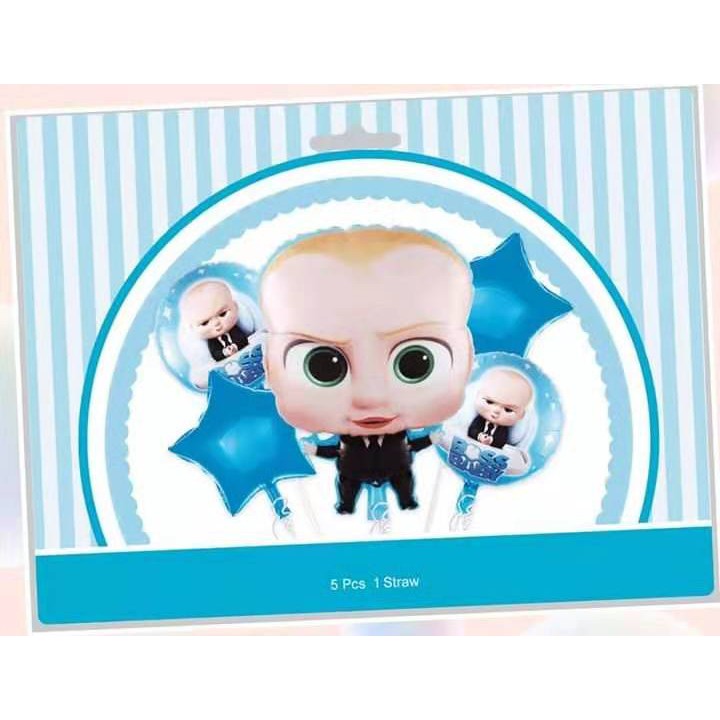 3D Baby Boss theme party decoration aluminum foil balloon mix set (5pcs ...