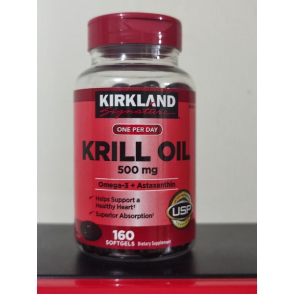 Kirkland krill oil 160 softgel omega 3 astaxanthin heart high blood