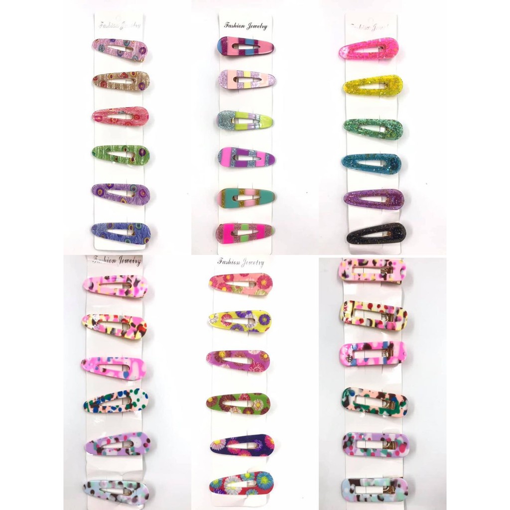 6pcs Hair Clip Set Colored Simple Girl Cute Fashion Accessories hair