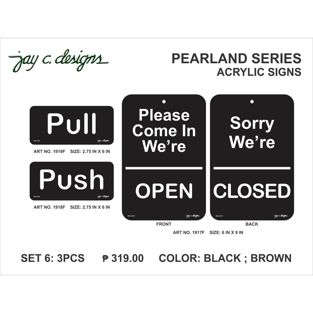 Jay C. Designs Acrylic Sign / Signage Set 6 | Shopee Philippines