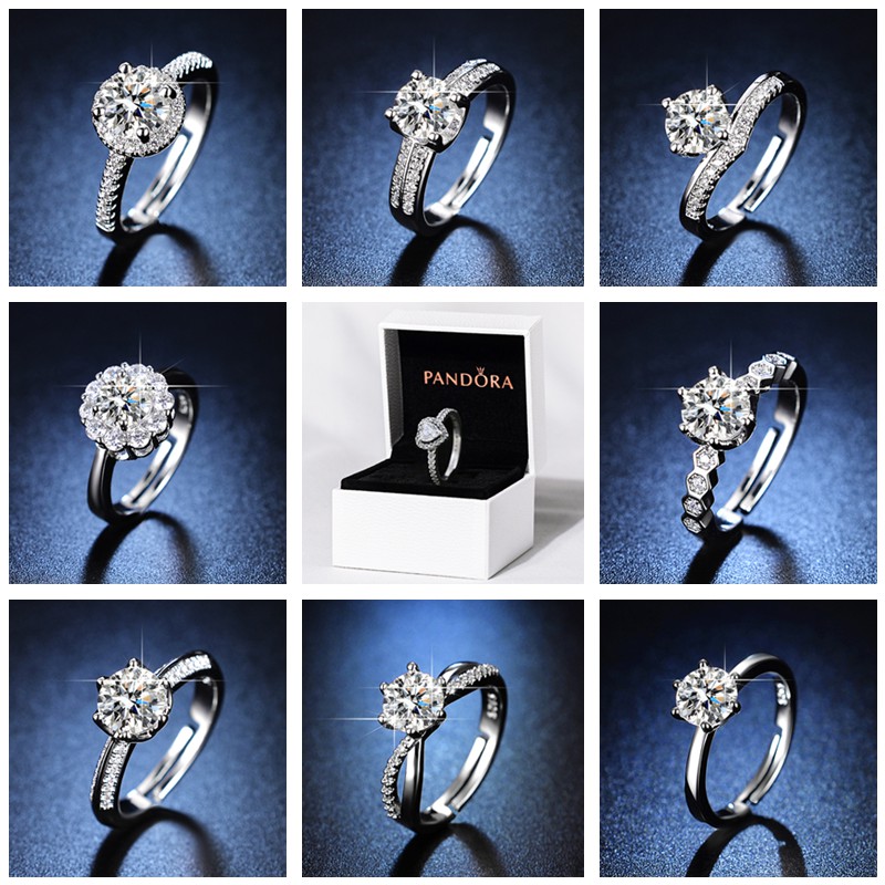 Pandora Ring With Box Promise Ring S925 Silver Wedding Engagement