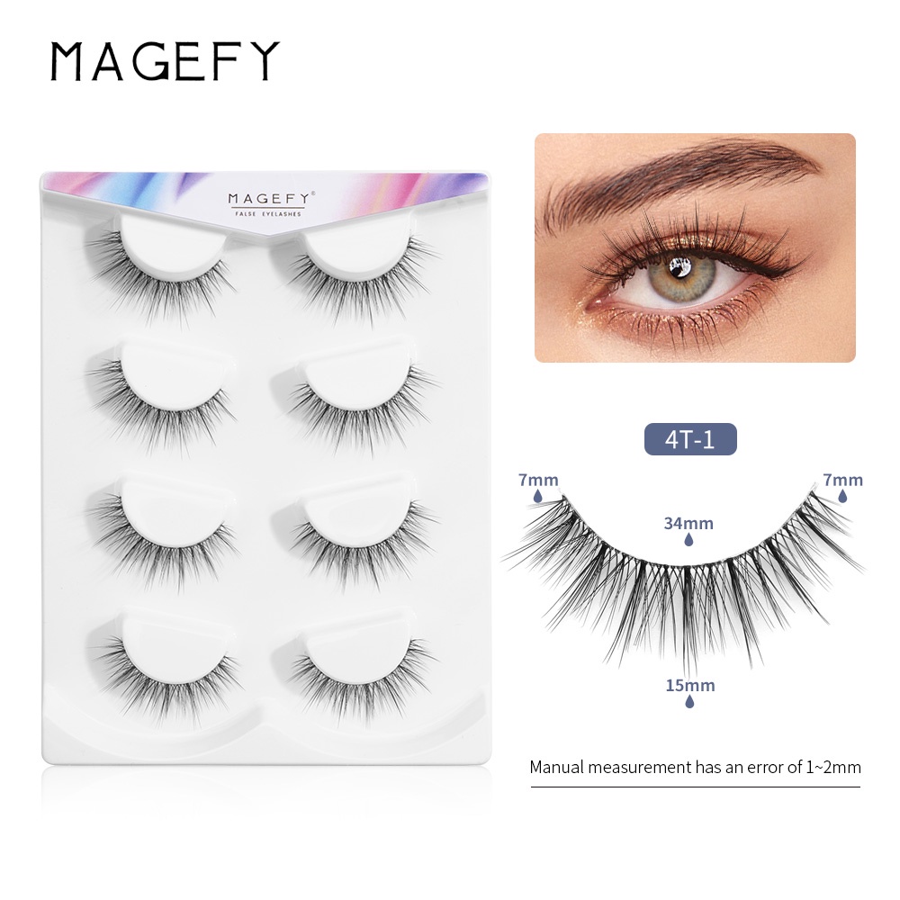 Magefy 4 Pairs Of False Eyelashes Transparent Stem Natural | Shopee ...