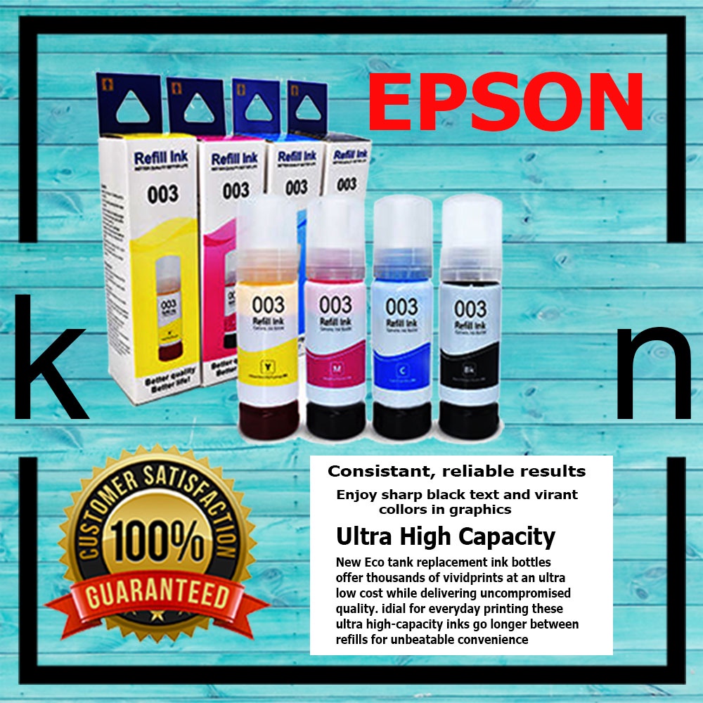 Epson 003 Black Cyan Magenta Yellow Ink Original (1SET) L1110 L3110 ...